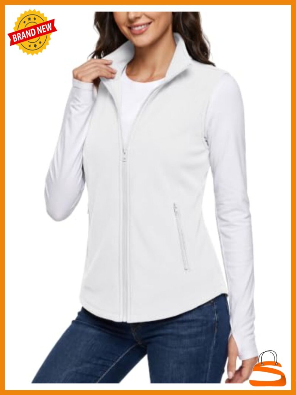 Polar Fleece Zip Up Vest with Pockets Lightweight Outerwear